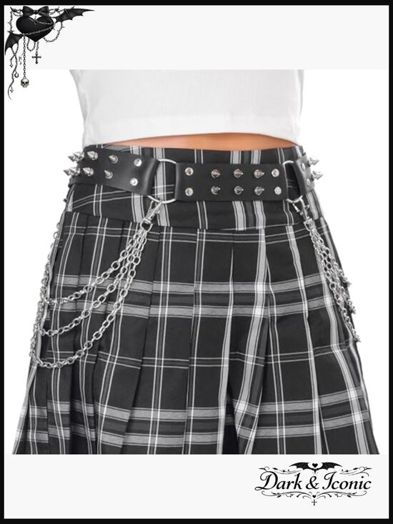 Punk Studded Waist Belt Gothic Pyramid Belt Faux Leather Adjustable main image 5